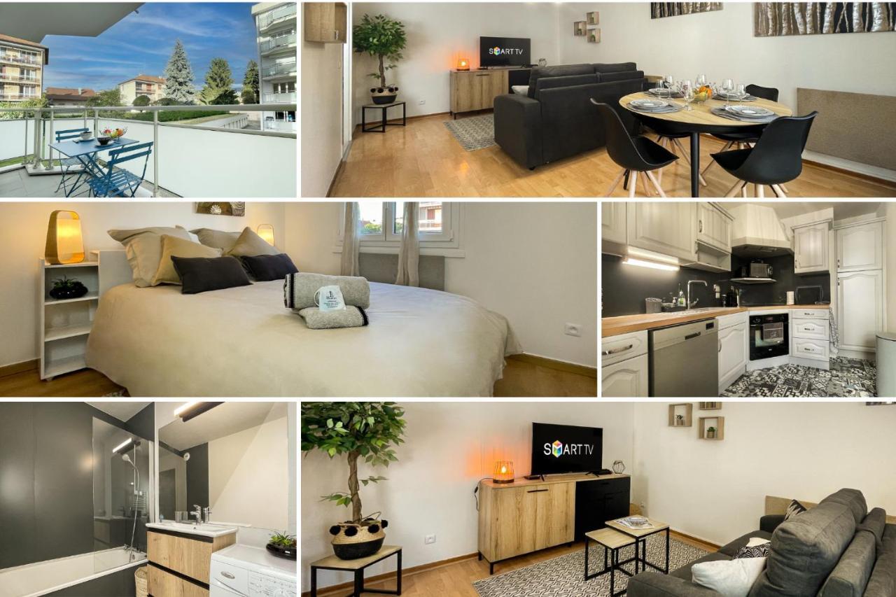 Homey Wood - New - Appartement Avec Une Chambre - Parking Prive Gratuit - Balcon Prive - A 5 Min De La Gare Pour Rejoindre Geneve Annemasse Luaran gambar