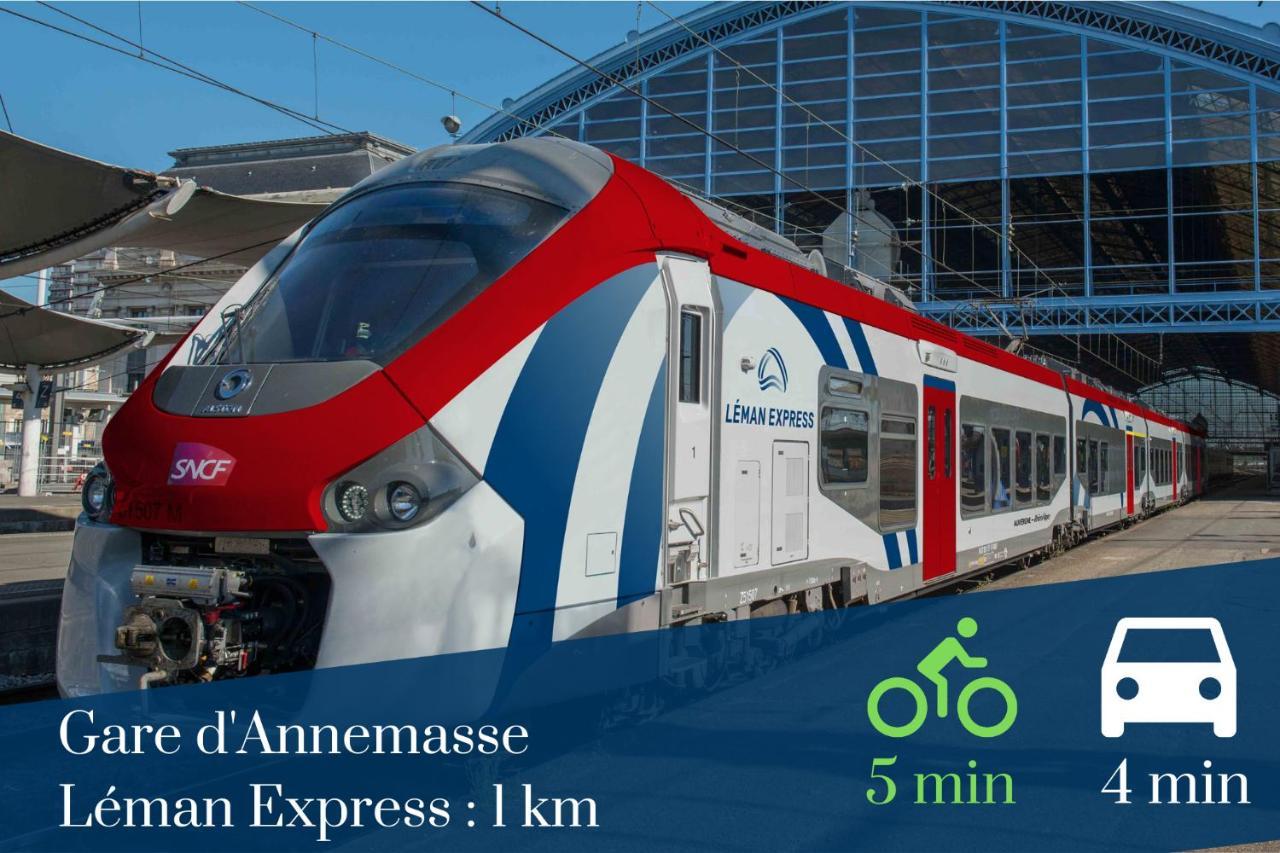 Homey Wood - New - Appartement Avec Une Chambre - Parking Prive Gratuit - Balcon Prive - A 5 Min De La Gare Pour Rejoindre Geneve Annemasse Luaran gambar